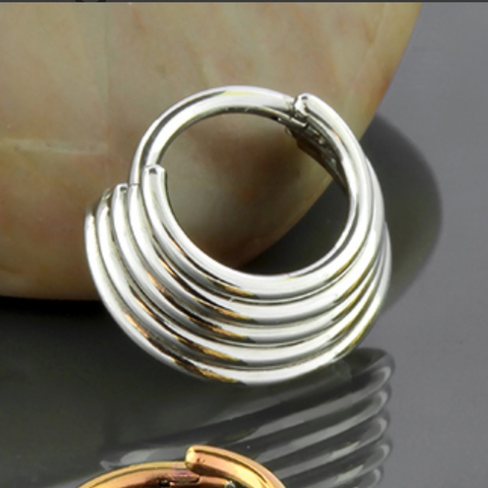 Zadamer Titanium Quintuplet Stacked Septum Clicker Ring